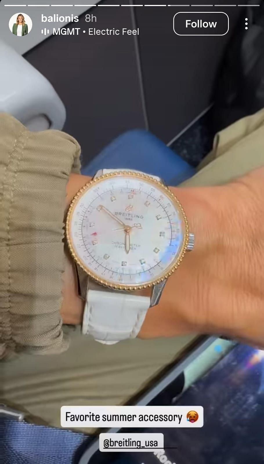 Amanda Balionis' watch ( via Amanda Balionis' Instagram story)